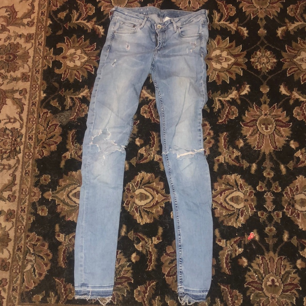 Skinny ripped light blue jeans H&M